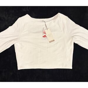 Cala Womens XL Cropped Rashguard Pure White Waves Long Sleeve Shirt New With Tag